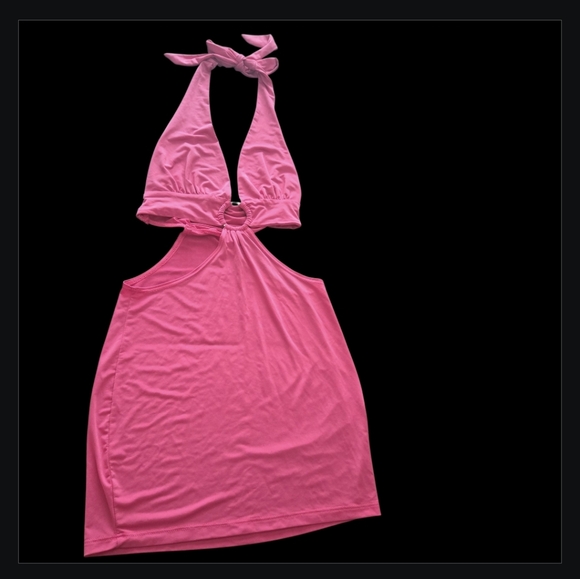 Vintage Y2K Wet Seal Top S Pink O-Ring Sleeveless Halter Cutout Triangle Tank - Picture 1 of 5